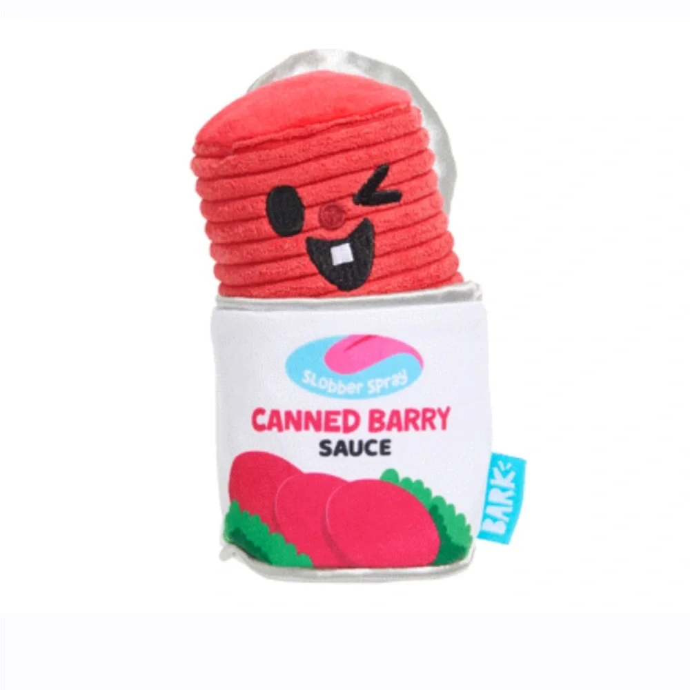 NWT Bark Box CANNED BARRY Cranberry Thanksgiving 2Pc Size LARGE Plush Dog Toy - Picture 11 of 13